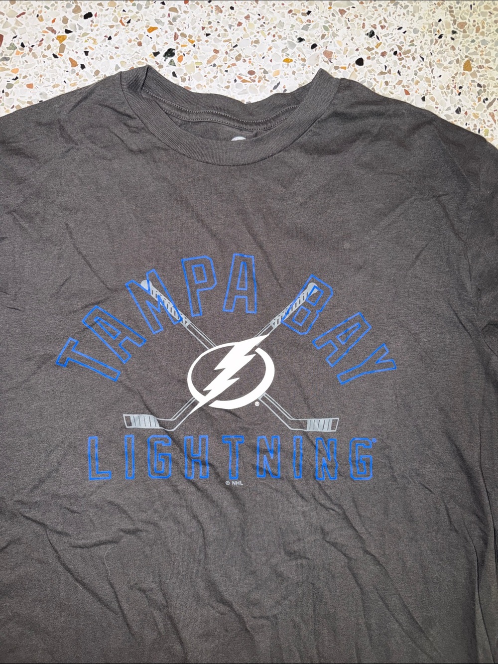 NHL Tampa Bay Lightning black blue white hockey long sleeve shirt Large L